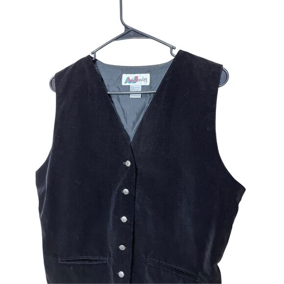 Vintage AJ Brandon Black Velvet Vest Size M - Picture 2 of 6